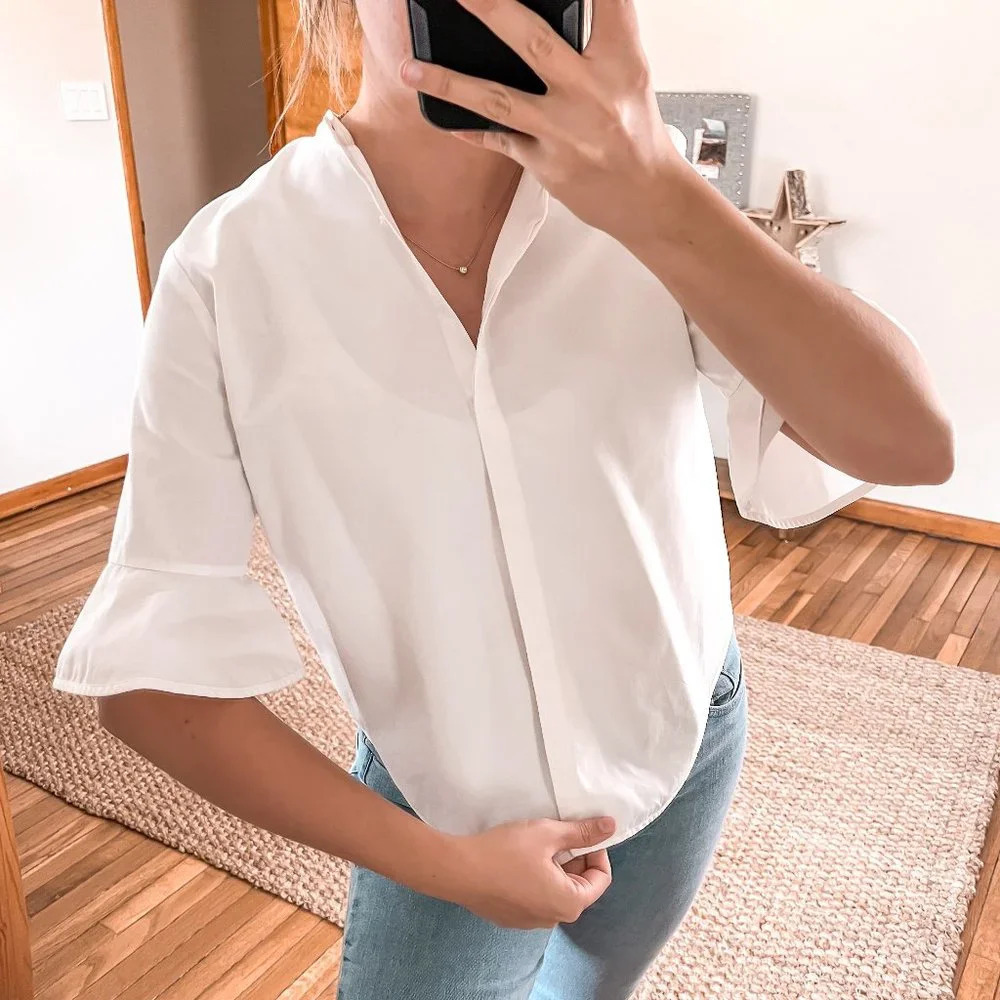 Maje Charylz 100% Cotton White Button Down Designer Classic Poplin Shirt 1